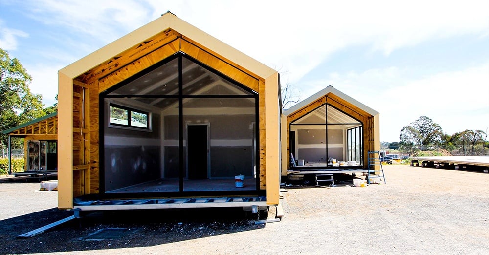 off grid modular home in construction Anchor Homes Stratford